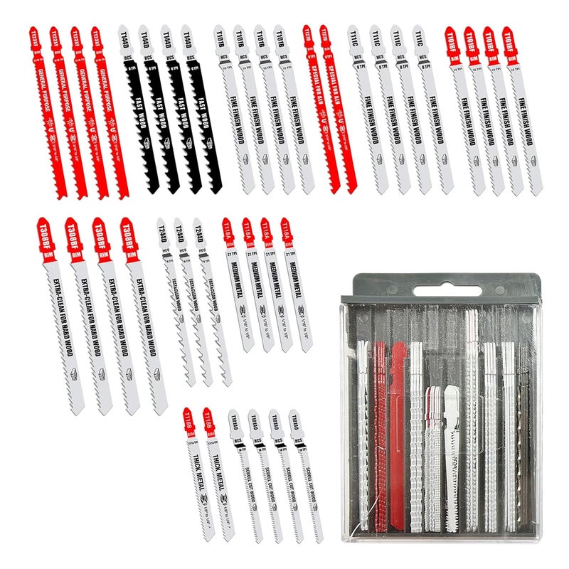 FOXBC Jigsaw Blades Set Multi-Purpose for Cutting Wood & Metal, T-Shank Jig Saw Blades - 40 Pack - Image 3